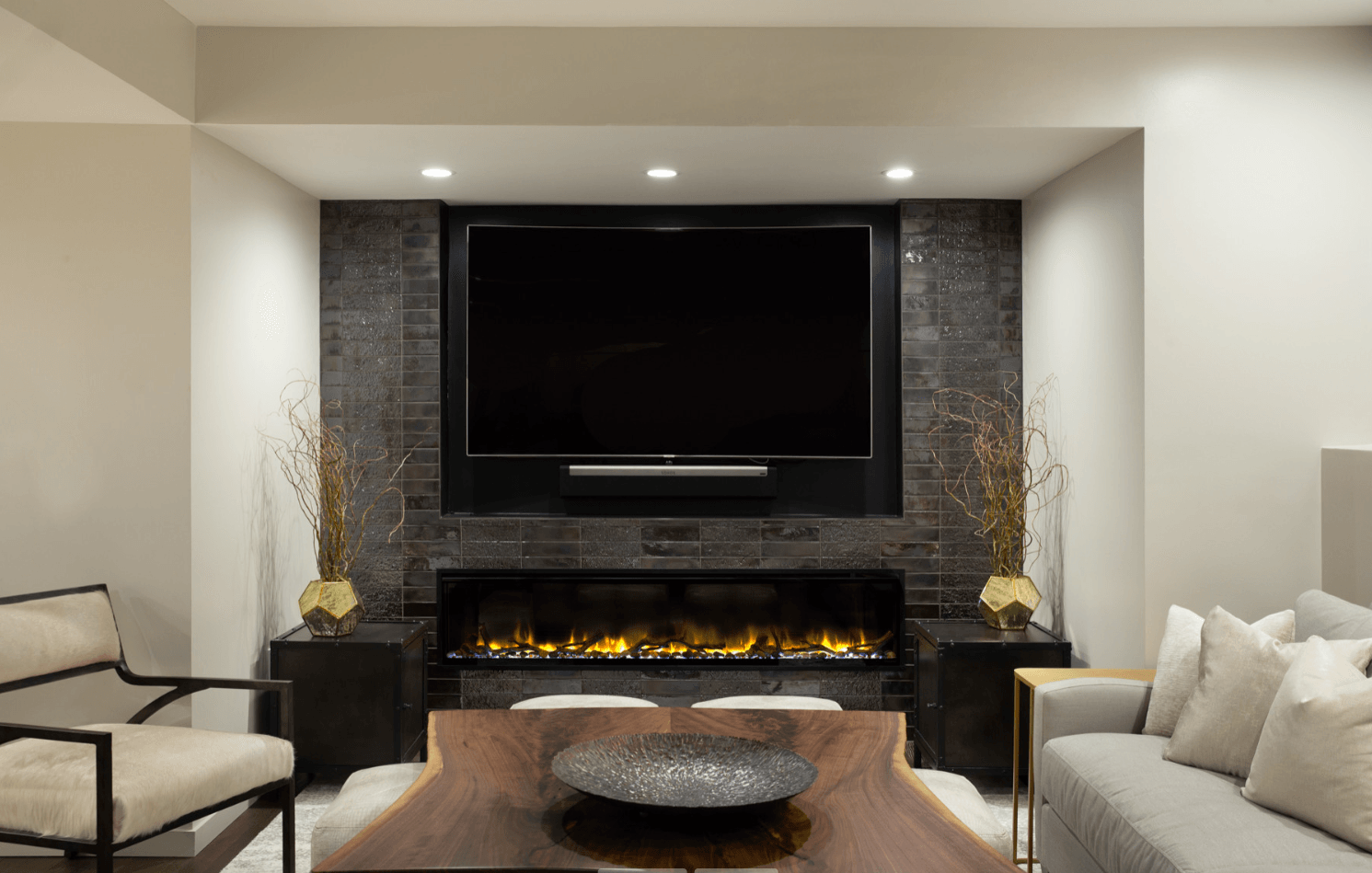 Fireplace, Finished basement, Luxury basement, 